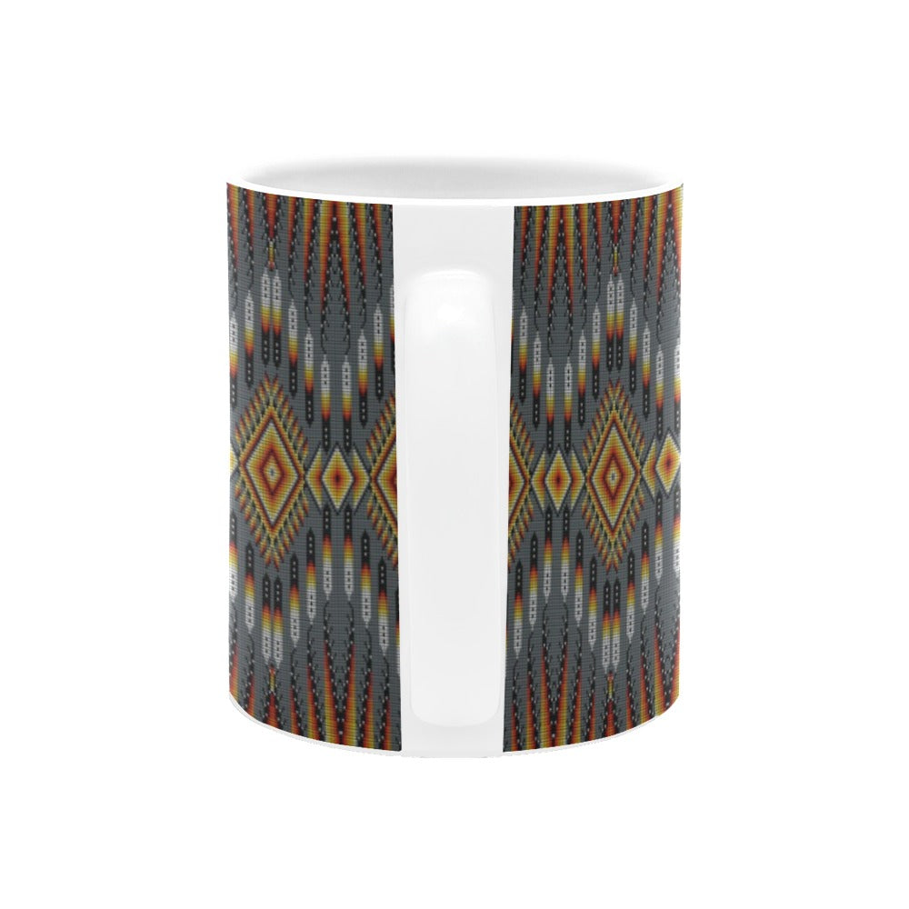 Fire Feather Grey White Mug(11OZ)