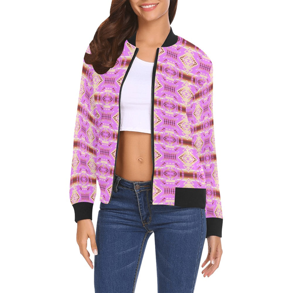 Gathering Earth Lilac All Over Print Bomber Jacket for Women
