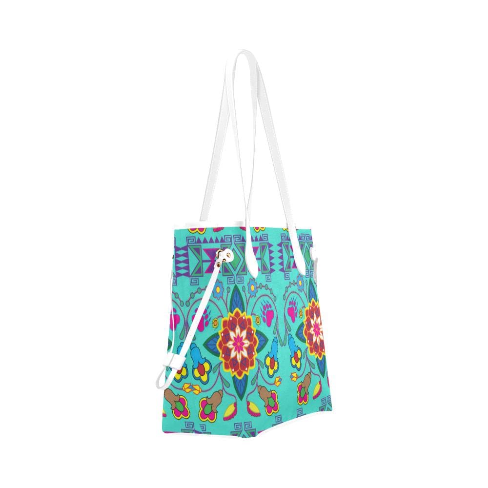 Geometric Floral Winter - Sky Clover Canvas Tote Bag