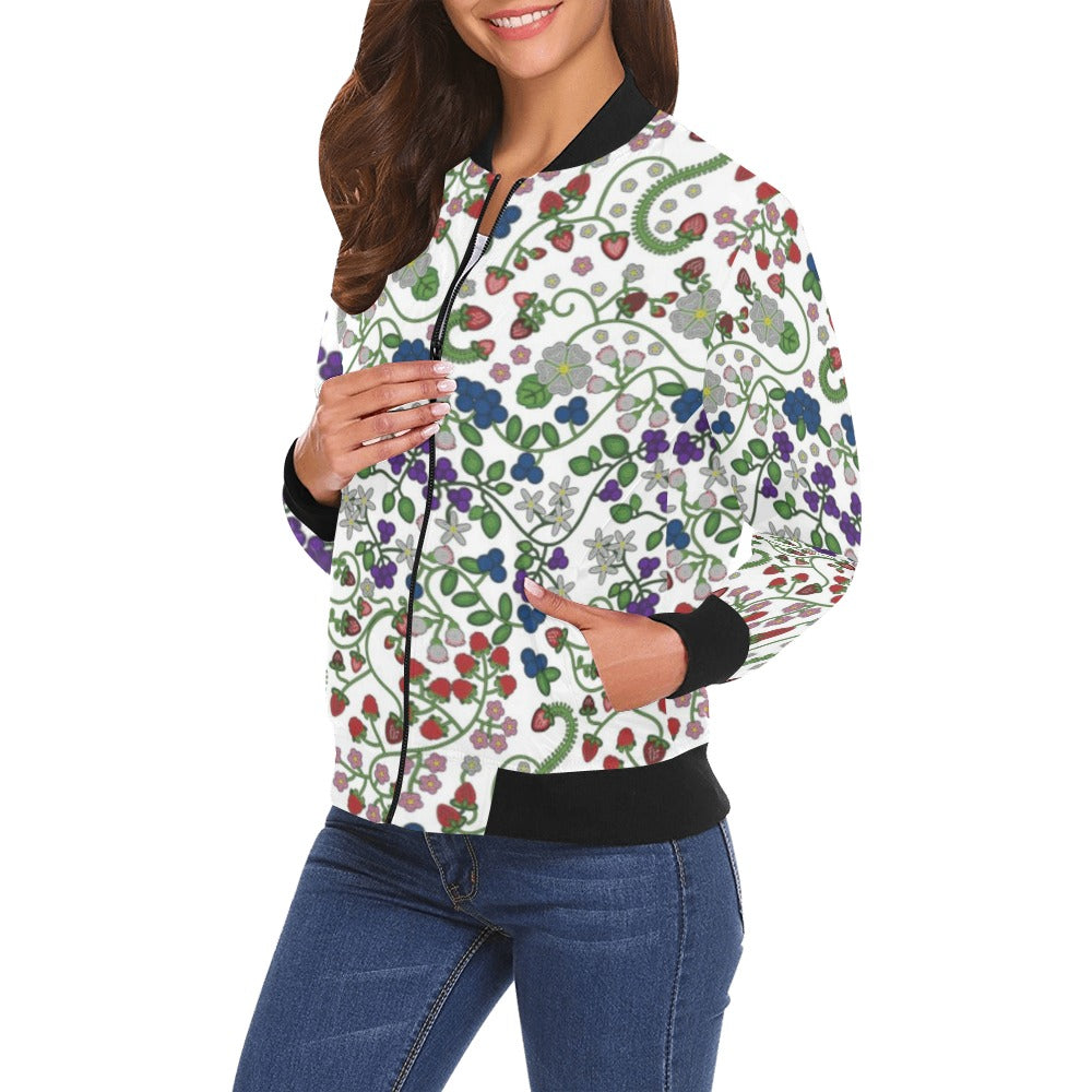 Grandmother Stories White All Over Print Bomber Jacket for Women