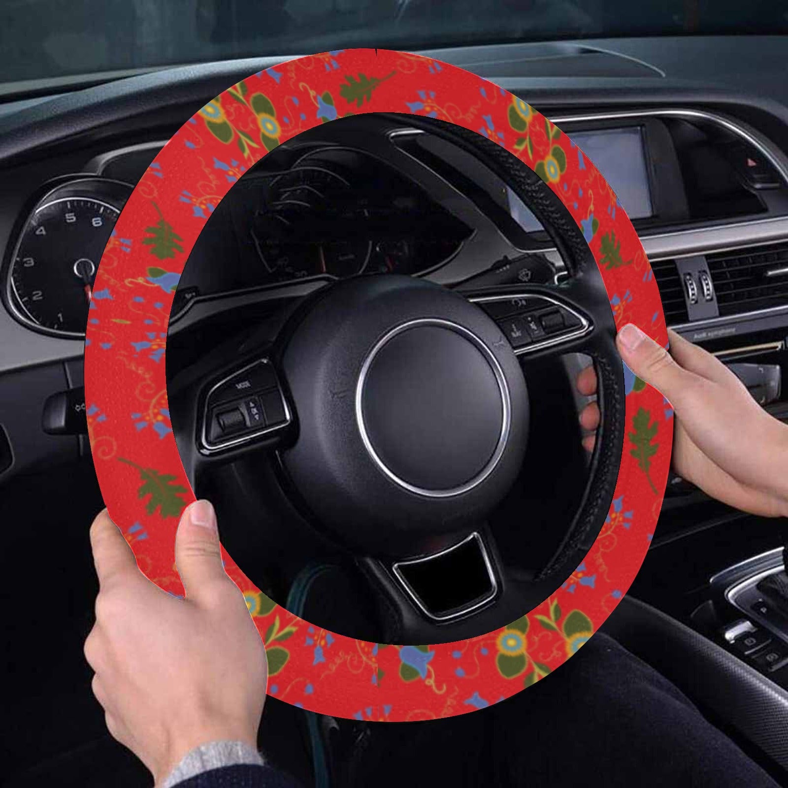 Vine Life Scarlet Steering Wheel Cover with Elastic Edge