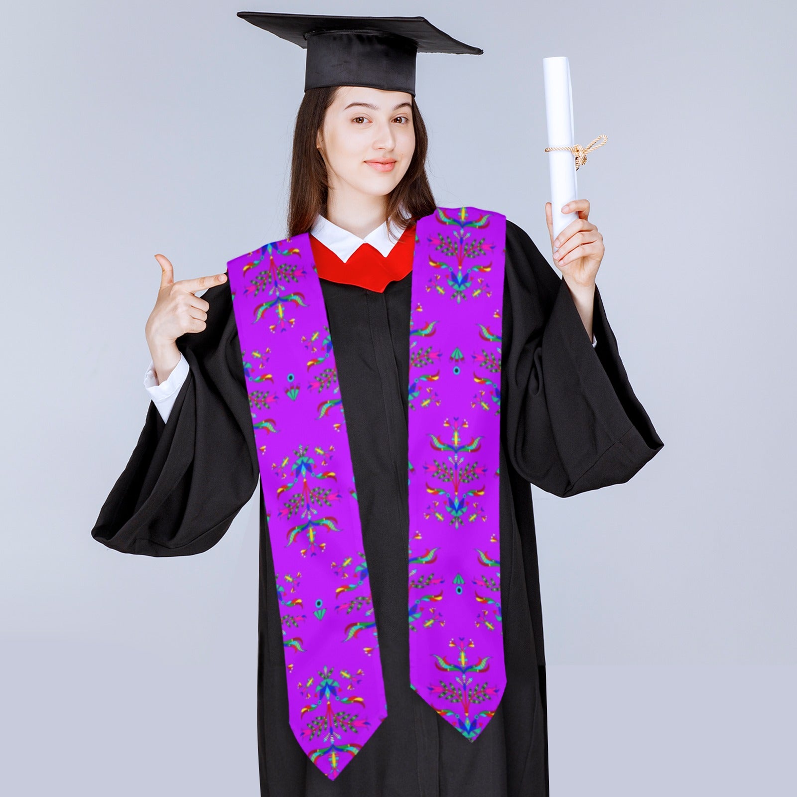 Dakota Damask Purple Graduation Stole