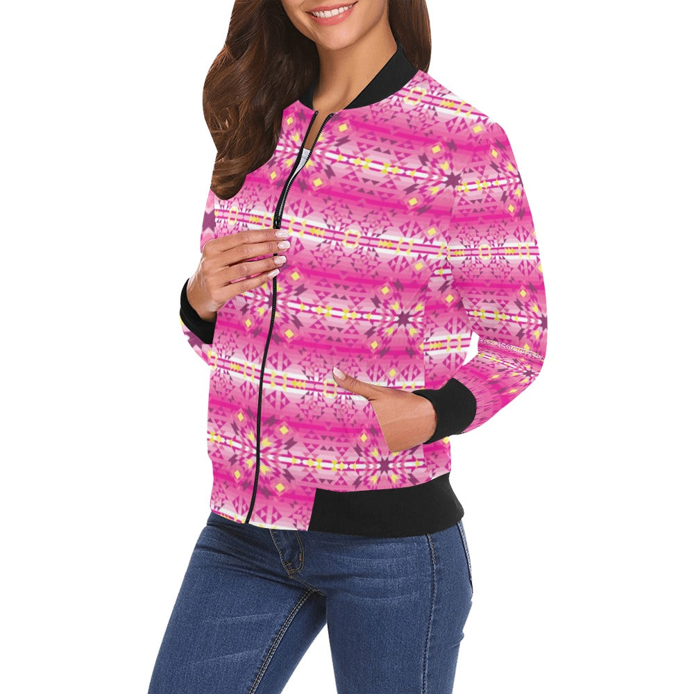 Pink Star Bomber Jacket for Women