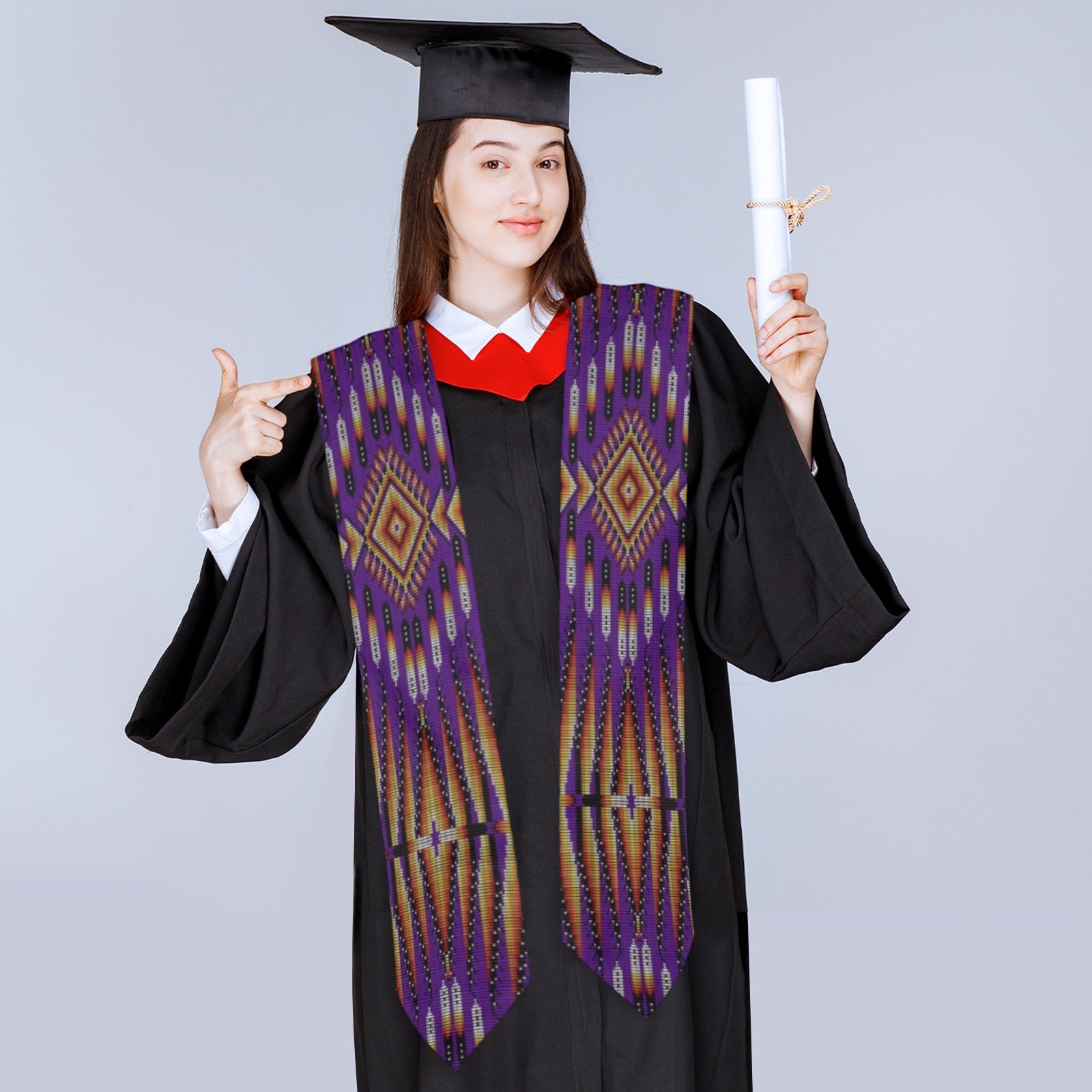 Fire Feather Purple Graduation Stole