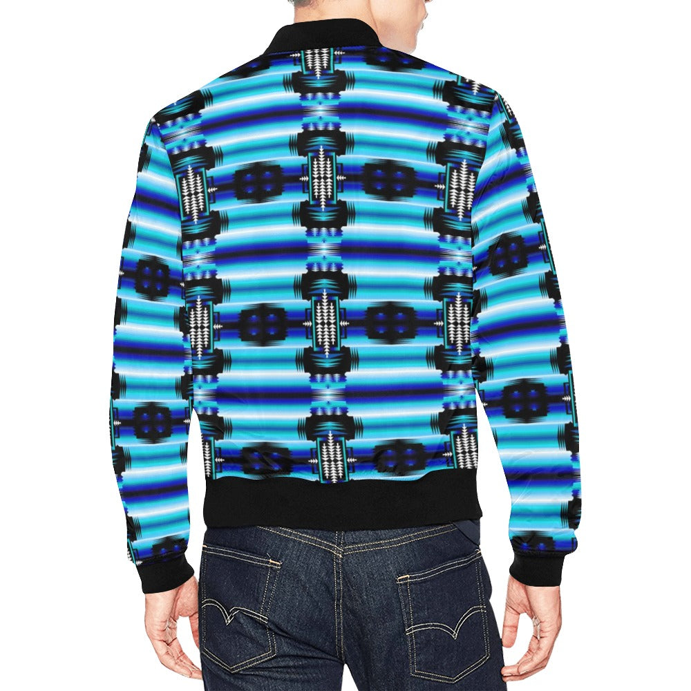 Rainy Skies Sage Dark Turquoise Bomber Jacket for Men