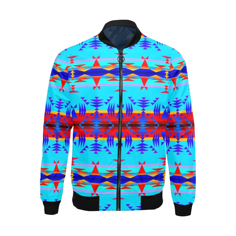 Between the Mountains Blue Bomber Jacket for Men