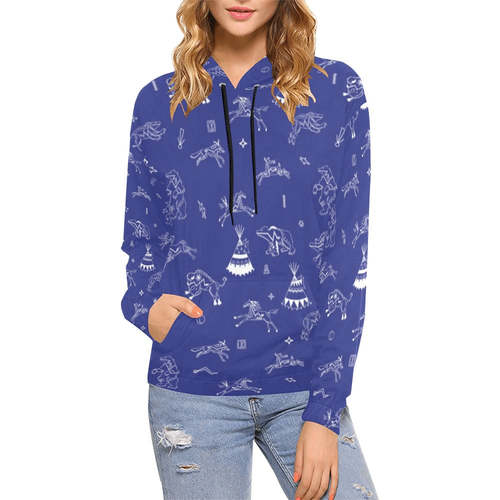 Ledger Dables Blue Hoodie for Women (USA Size) (Model H13)