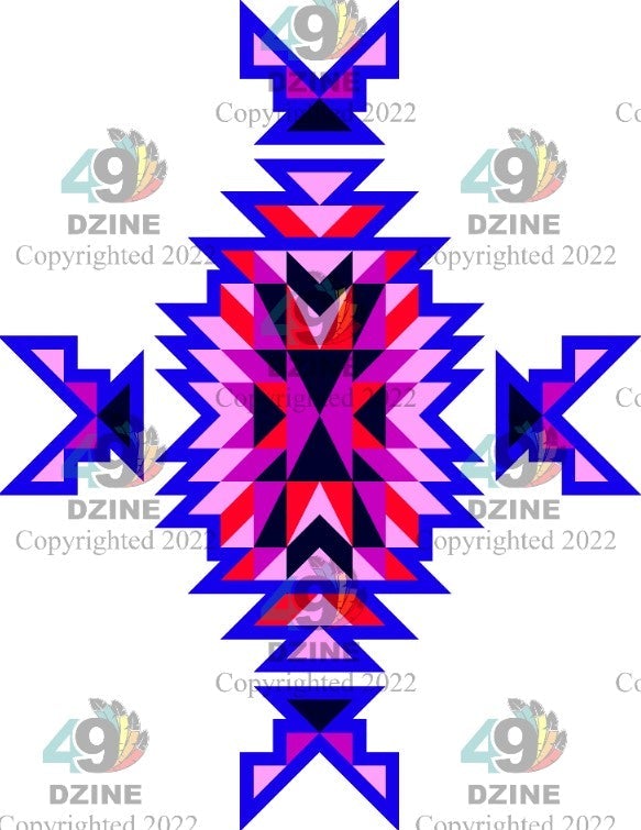 6-inch Geometric Transfer Geo Directions Tipis Transfers 49 Dzine Geo Directions Tipis Blue and Red 