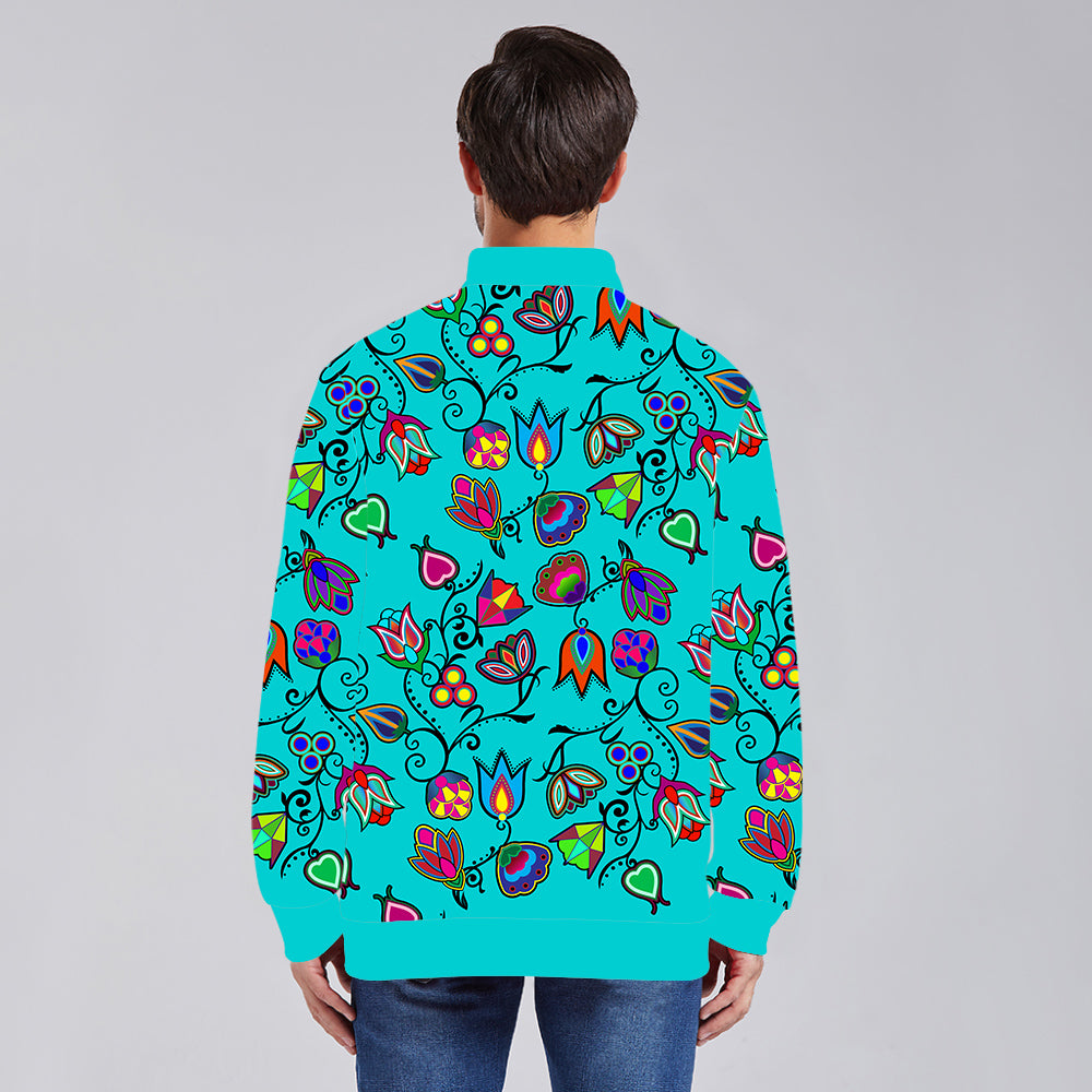 Indigenous Paisley Sky Zippered Collared Lightweight Jacket