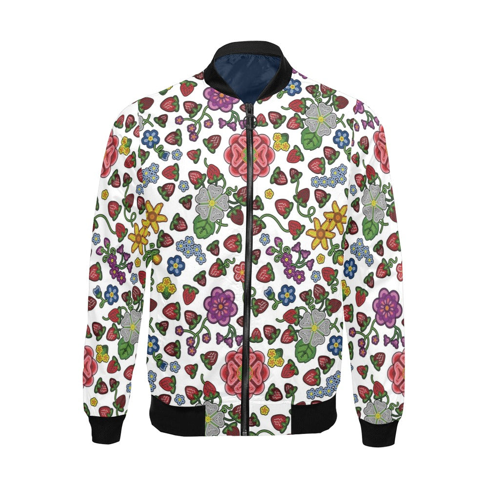 Berry Pop White All Over Print Bomber Jacket for Men