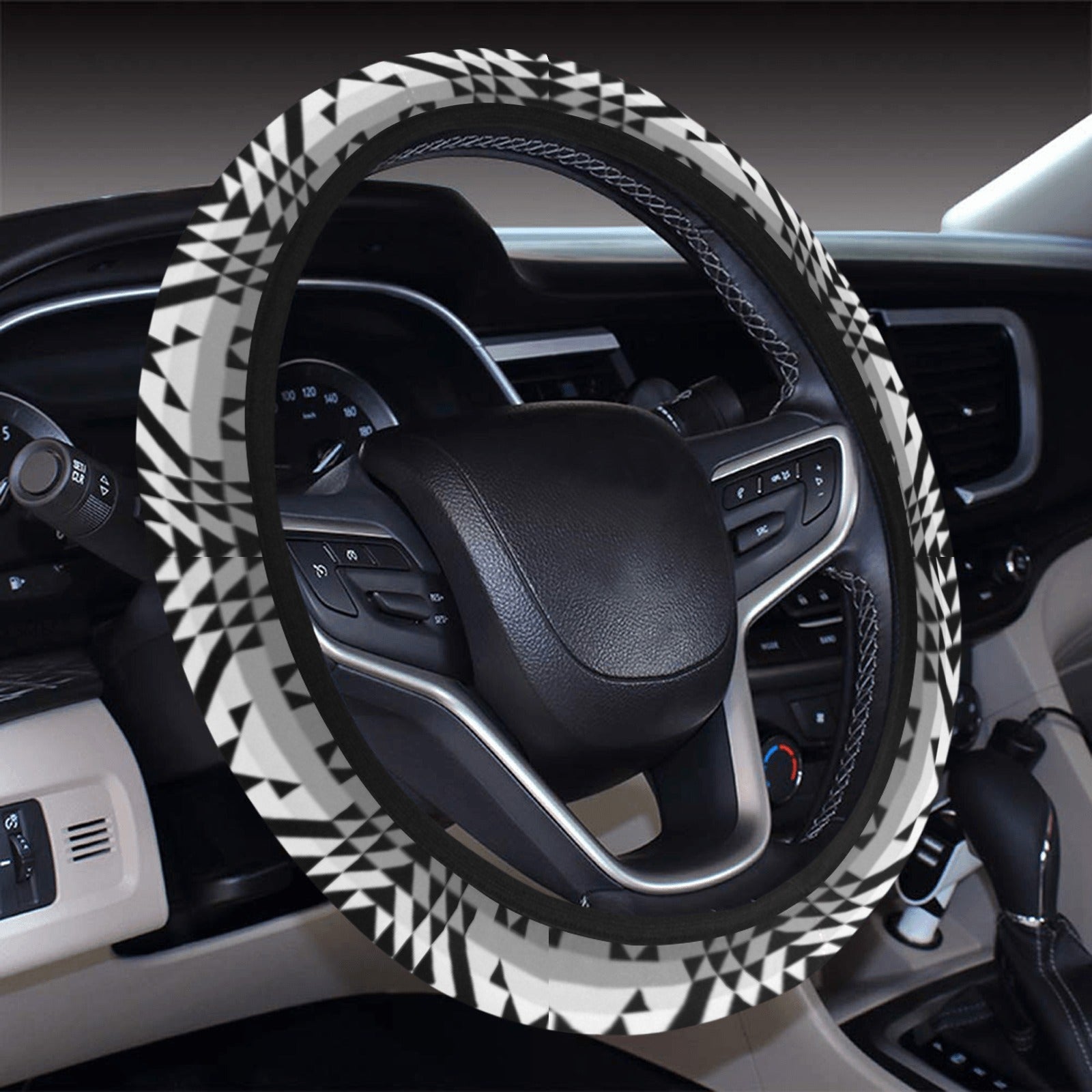 Black Rose Shadow Steering Wheel Cover with Elastic Edge