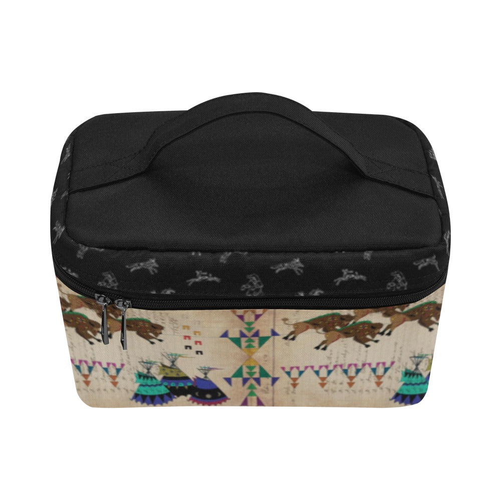 Buffalos Running Black Sky Cosmetic Bag/Large