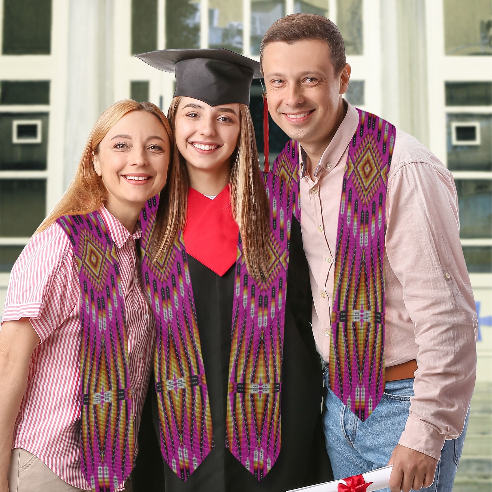 Fire Feather Pink Graduation Stole