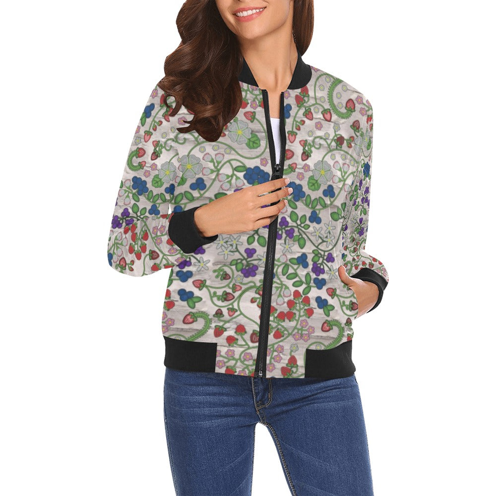 Grandmother Stories Bright Birch All Over Print Bomber Jacket for Women