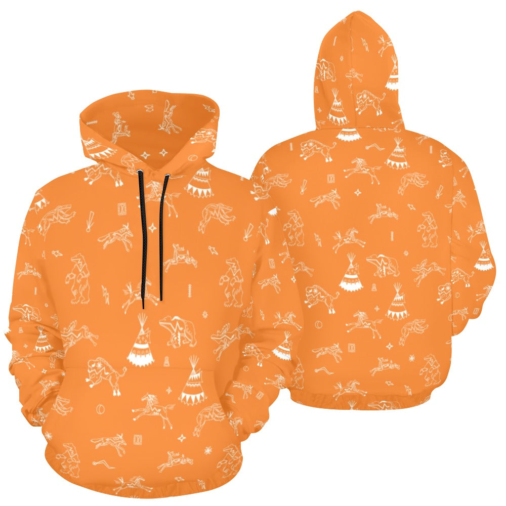 Ledger Dabbles Orange Hoodie for Women (USA Size)