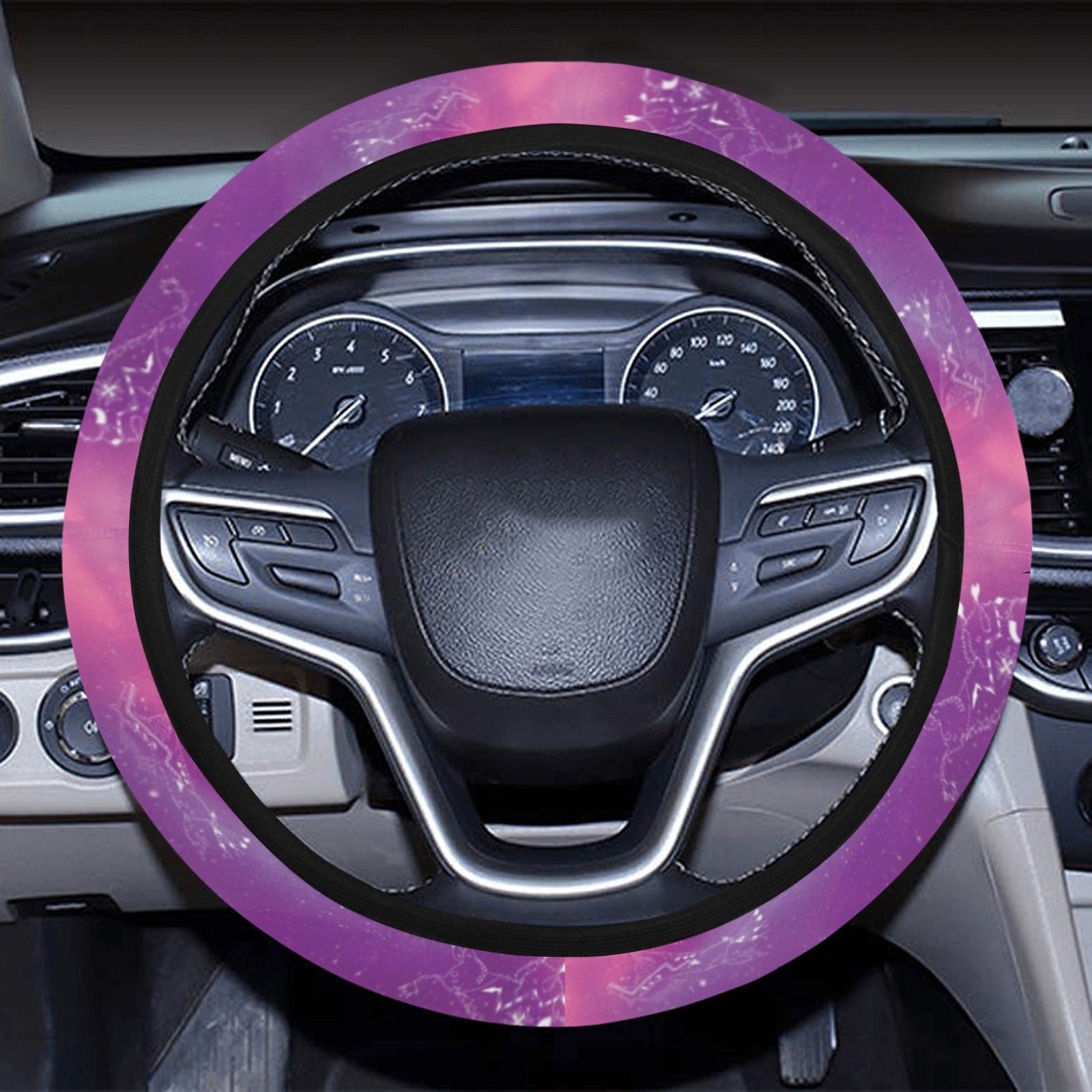 Animal Ancestors 7 Aurora Gases Pink and Purple Steering Wheel Cover with Elastic Edge