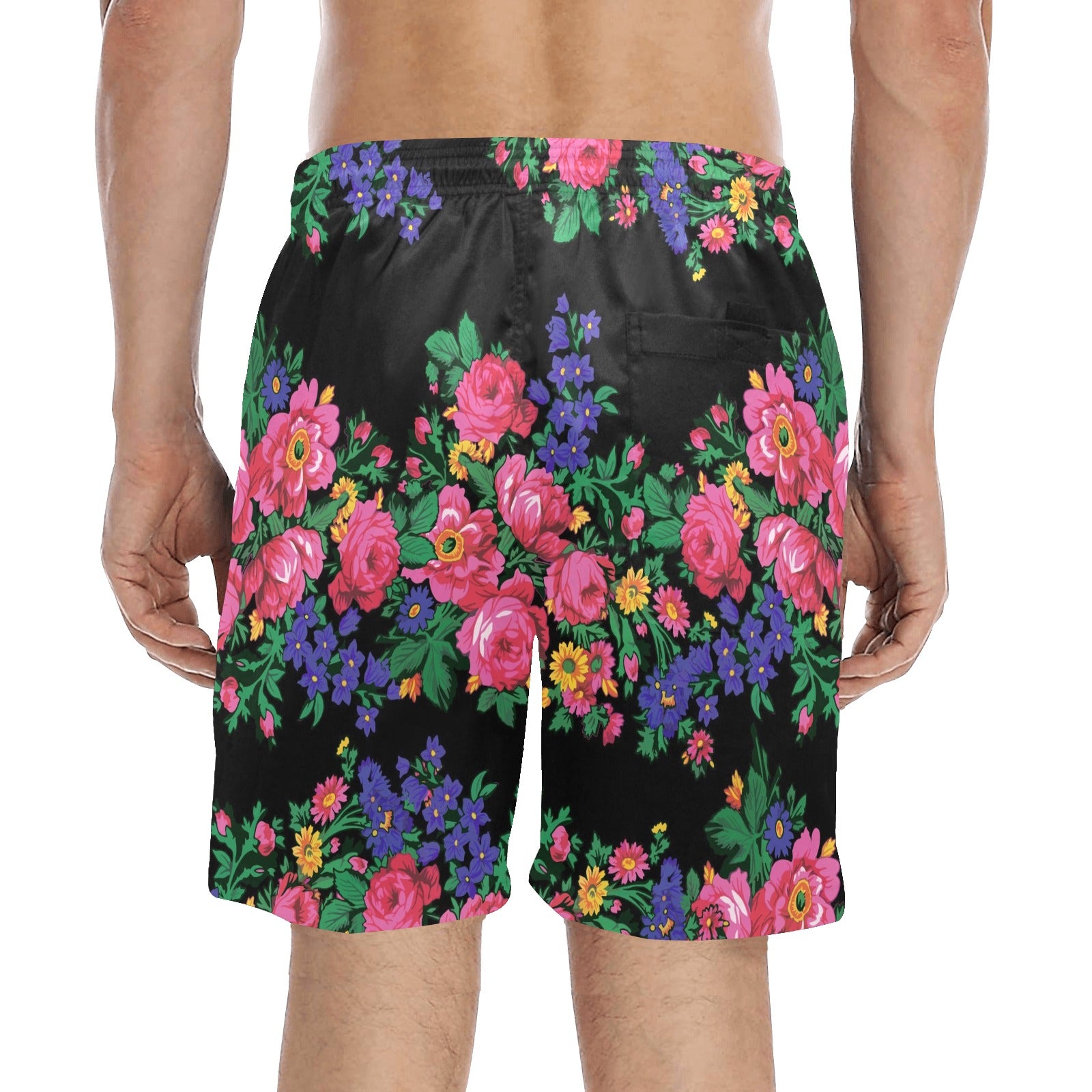 Kokum's Revenge Black Men's Mid-Length Beach Shorts