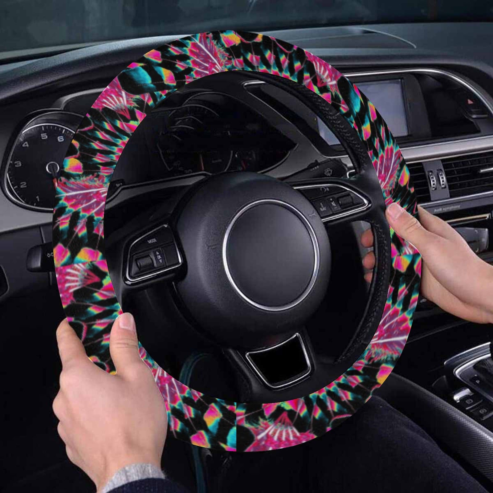 Hawk Feathers Heat Map Steering Wheel Cover with Elastic Edge