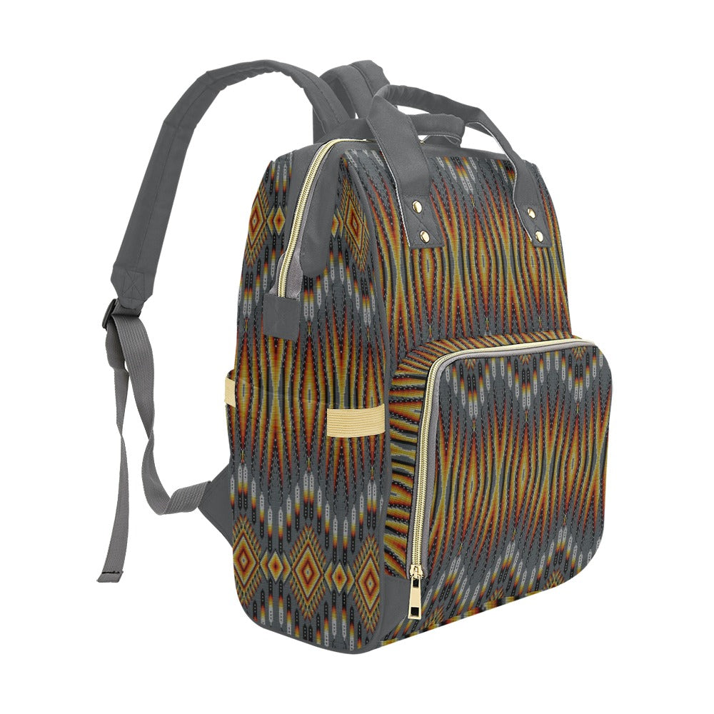 Fire Feather Grey Multi-Function Diaper Backpack/Diaper Bag