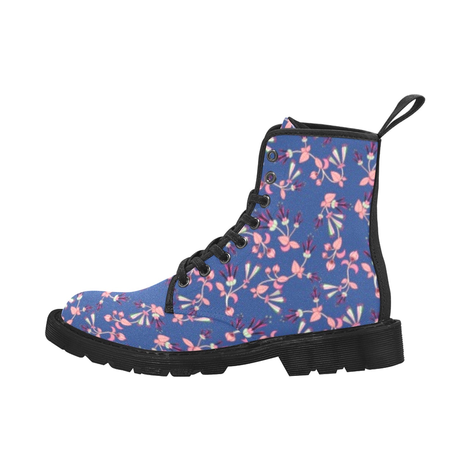 Swift Floral Peach Blue Boots for Men (Black)