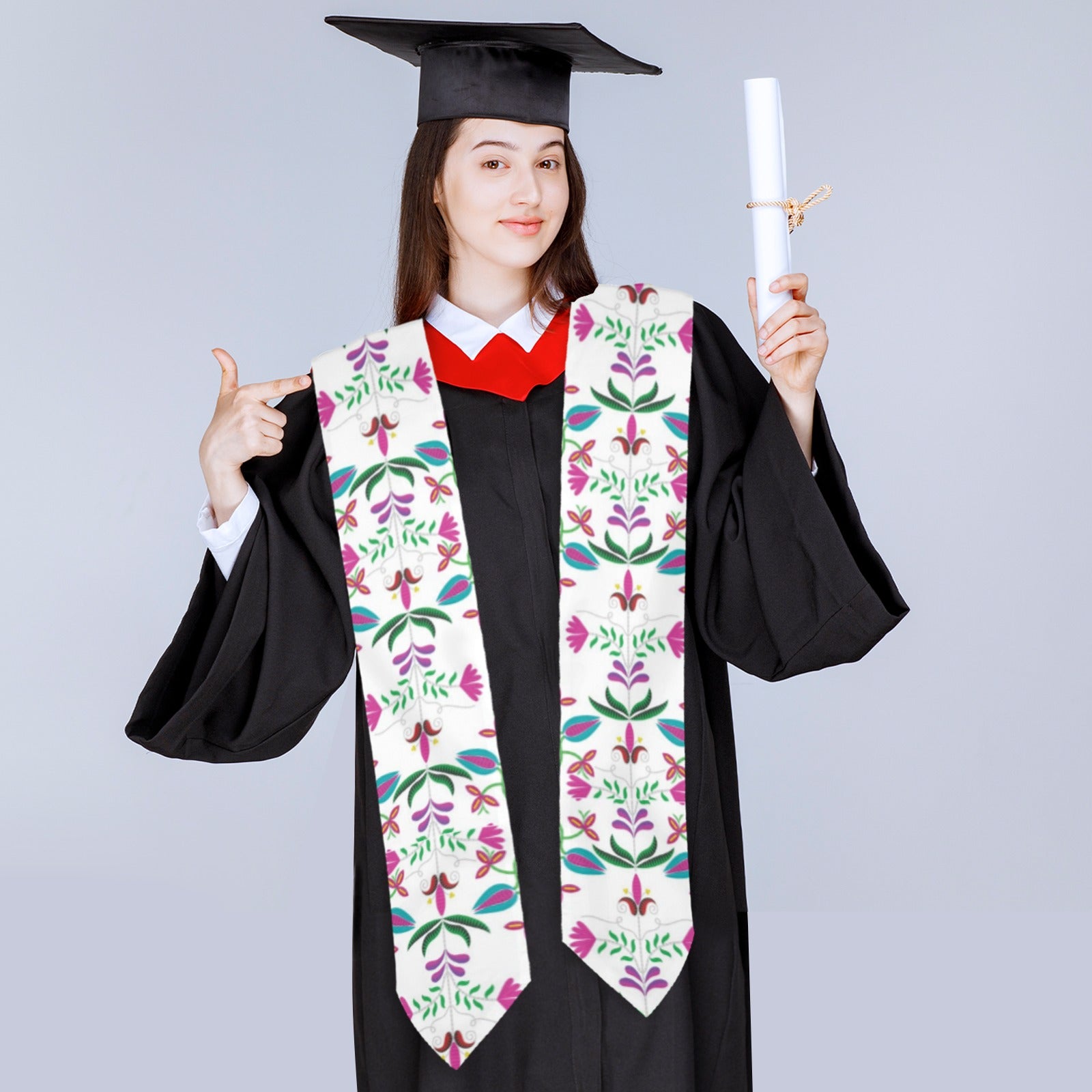 Quilled Divine White Graduation Stole