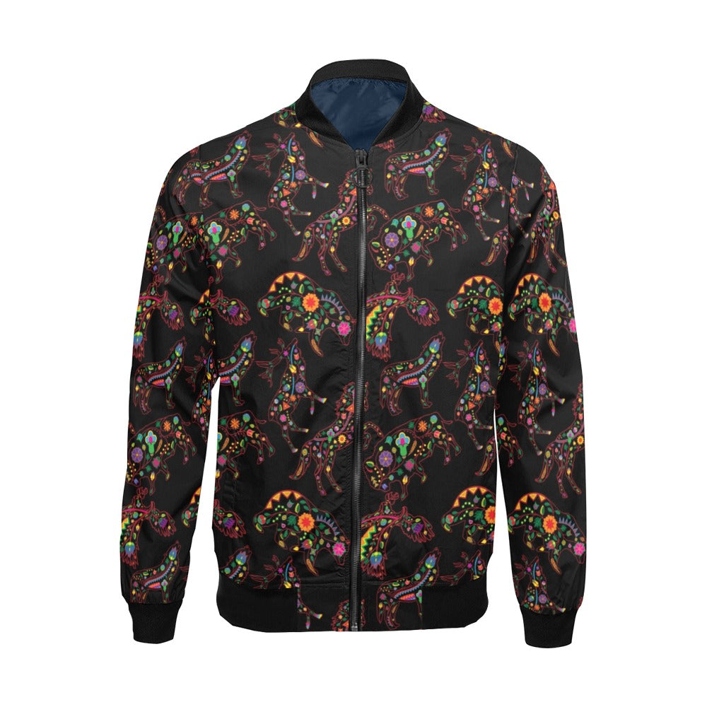 Neon Floral Animals Bomber Jacket for Men