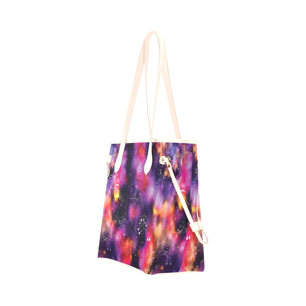 Animal Ancestors 9 Cosmic Swirl Purple and Red Clover Canvas Tote Bag