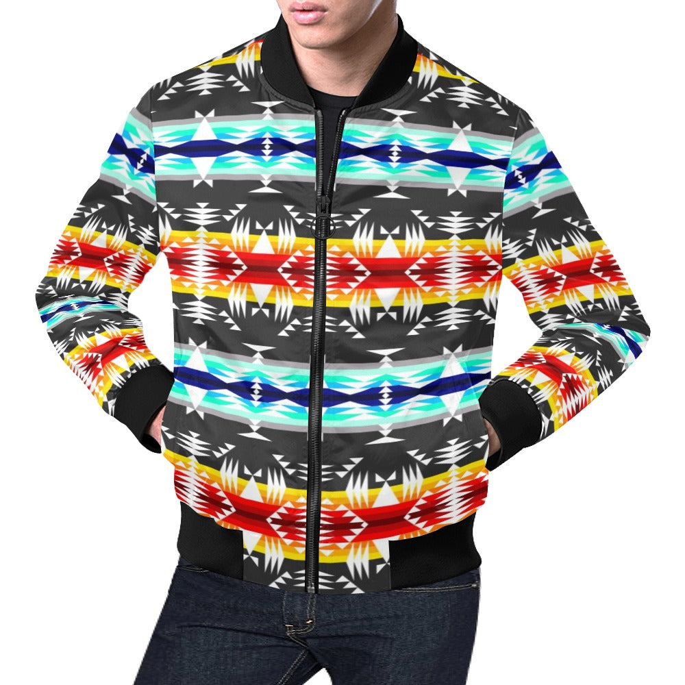 Between the Mountains Gray Bomber Jacket for Men