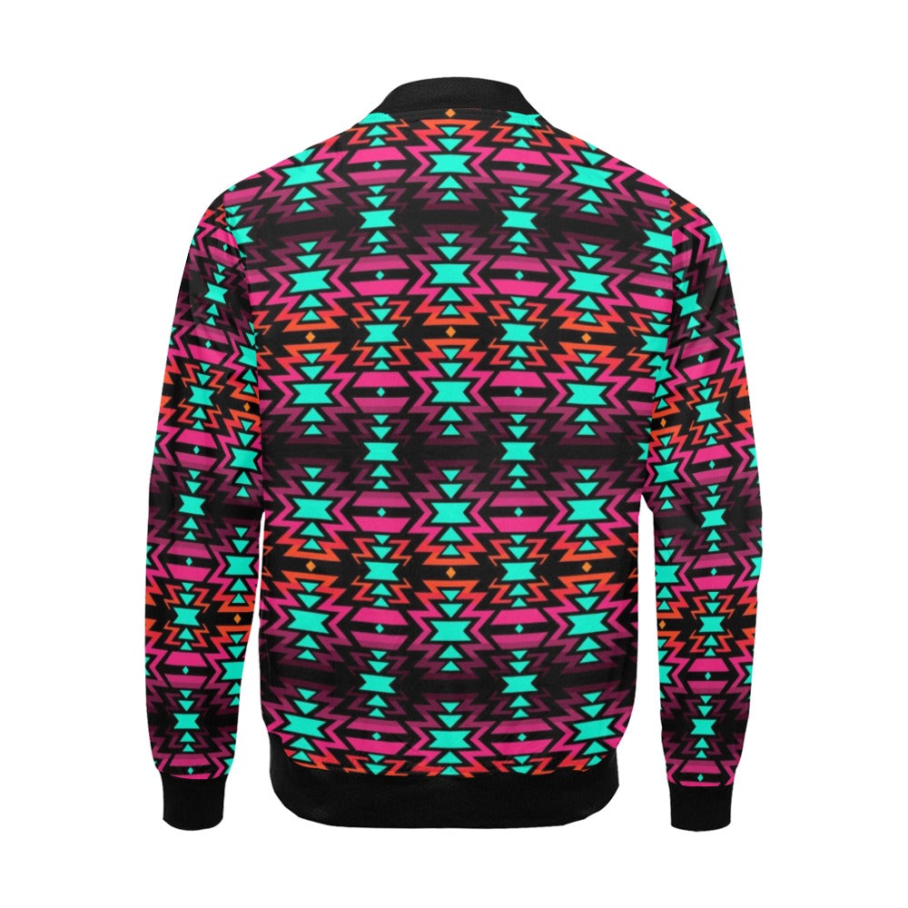 Black Fire and Furious Fuchsia Bomber Jacket for Men