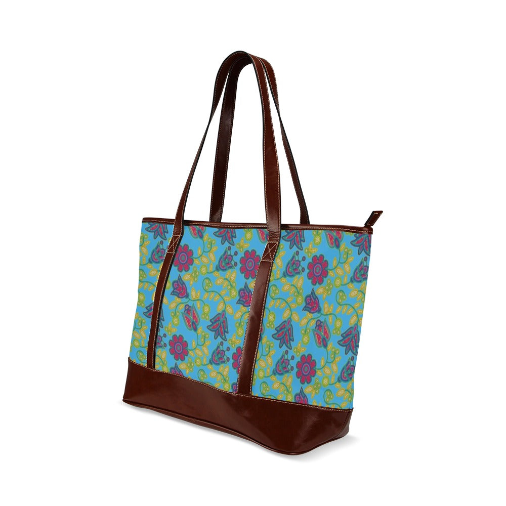 Beaded Nouveau Lime Tote Handbag