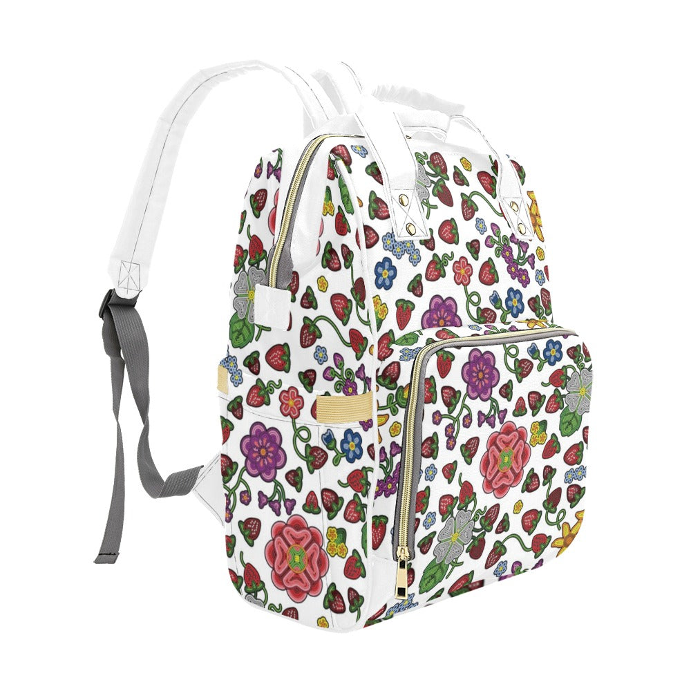 Berry Pop White Multi-Function Diaper Backpack/Diaper Bag