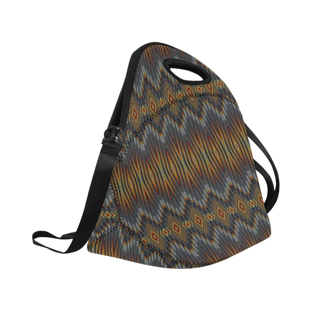 Fire Feather Grey Neoprene Lunch Bag/Large