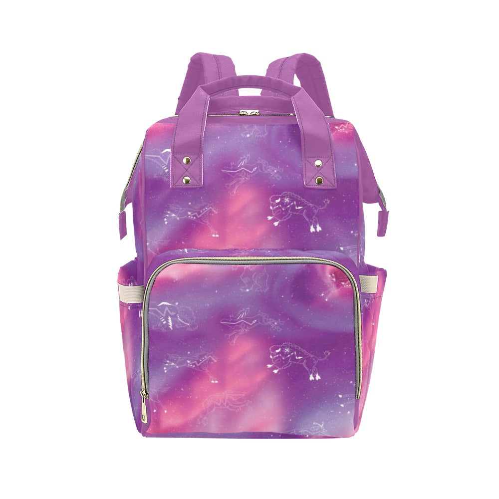 Animal Ancestors 7 Aurora Gases Pink and Purple Multi-Function Diaper Backpack/Diaper Bag