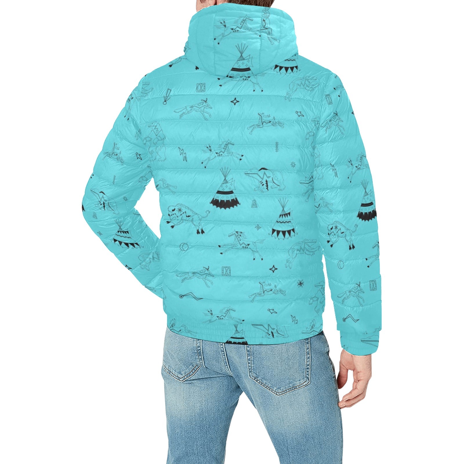 Ledger Dabbles Torquoise Men's Padded Hooded Jacket