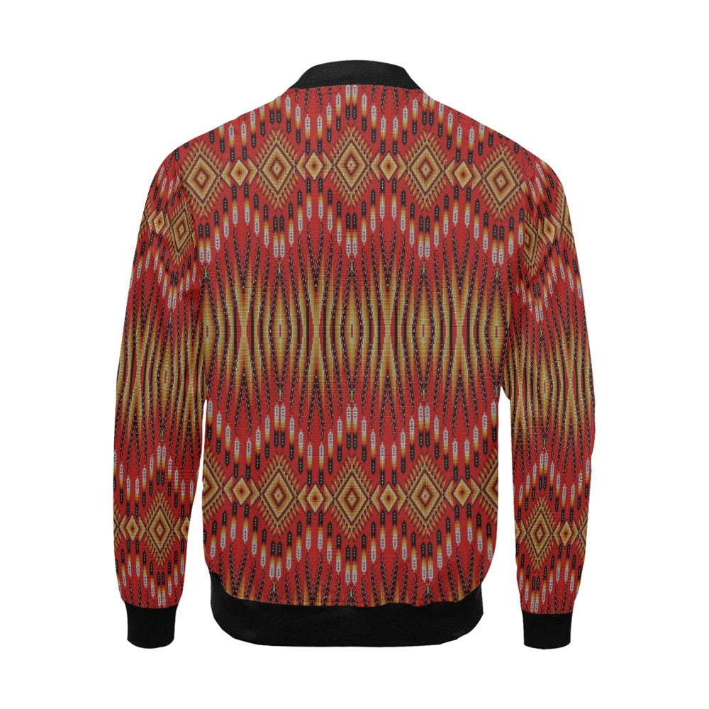 Fire Feather Red All Over Print Bomber Jacket for Men