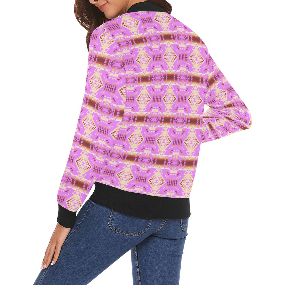 Gathering Earth Lilac All Over Print Bomber Jacket for Women