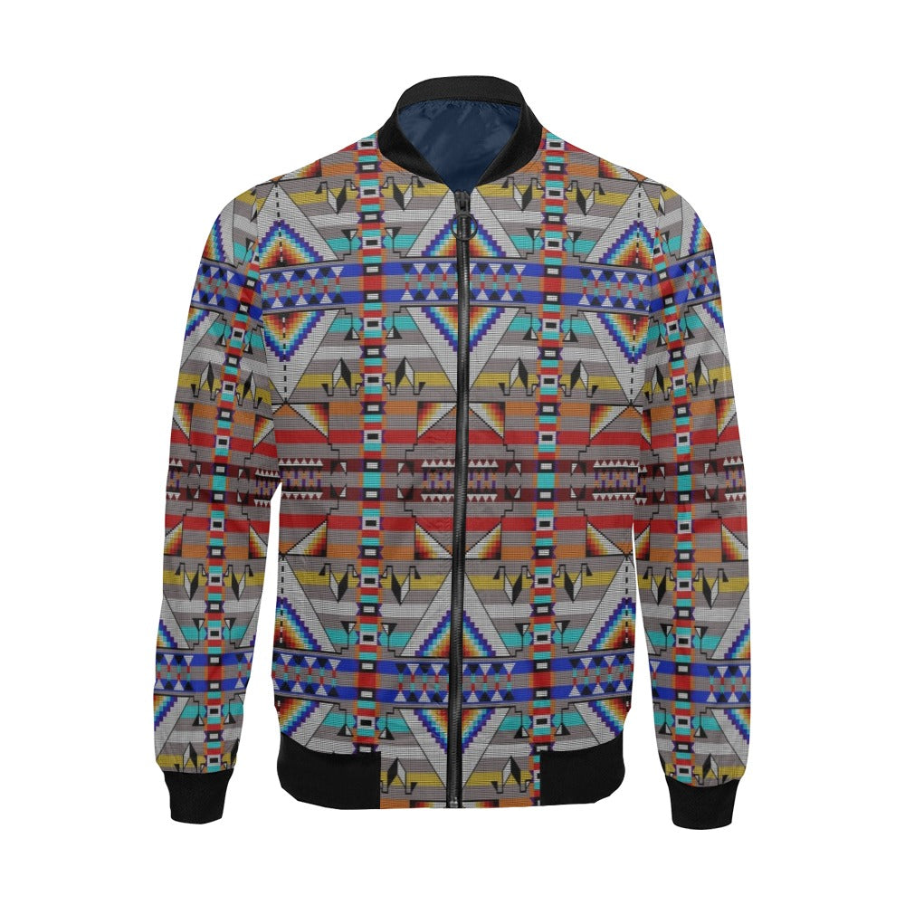 Medicine Blessing Grey All Over Print Bomber Jacket for Men