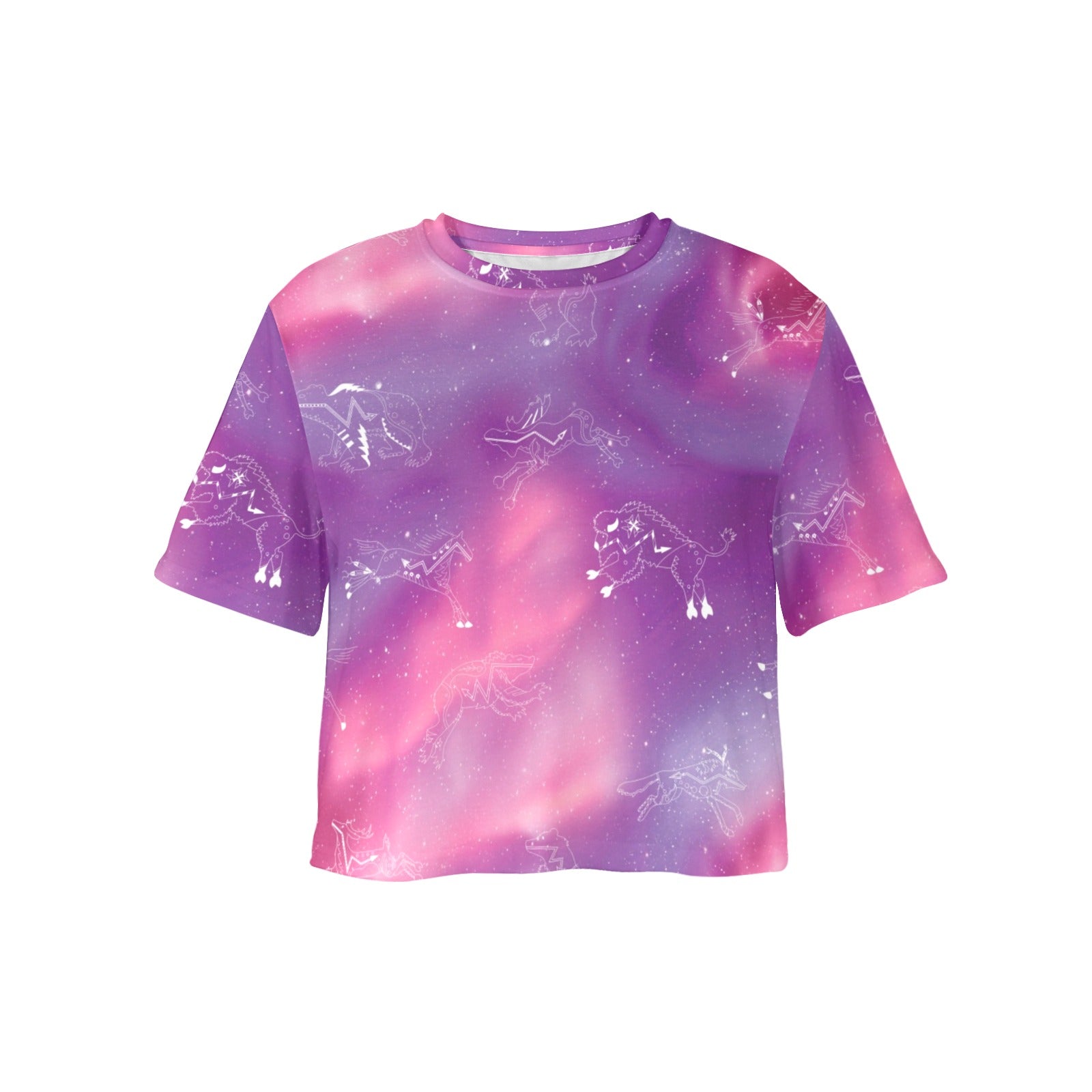 Animal Ancestors 7 Aurora Gases Pink and Purple Women's Cropped T-shirt