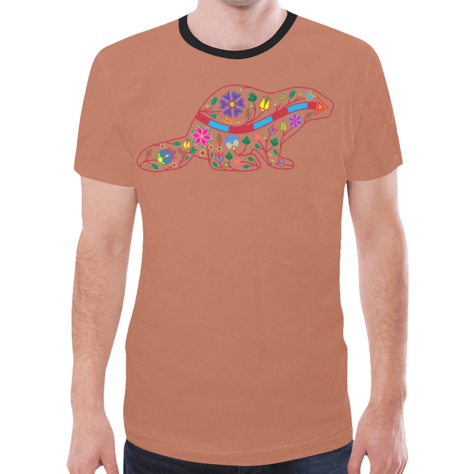 Floral Beaver Spirit Guide (Brown) T-shirt for Men