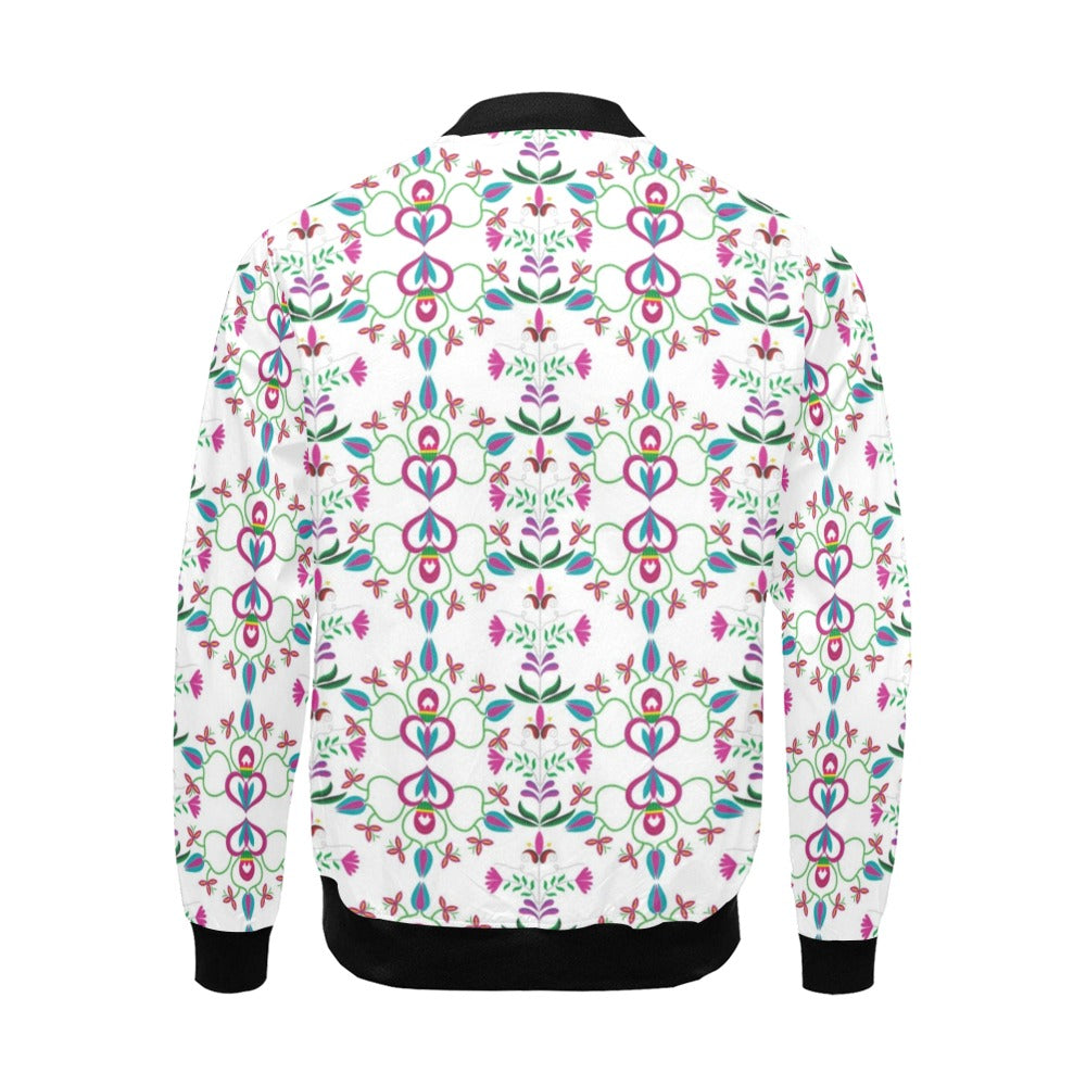 Quilled Divine White Bomber Jacket for Men