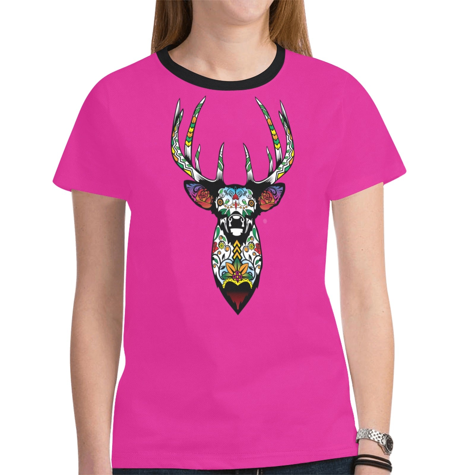 Elk Spirit Guide (Pink) T-shirt for Women