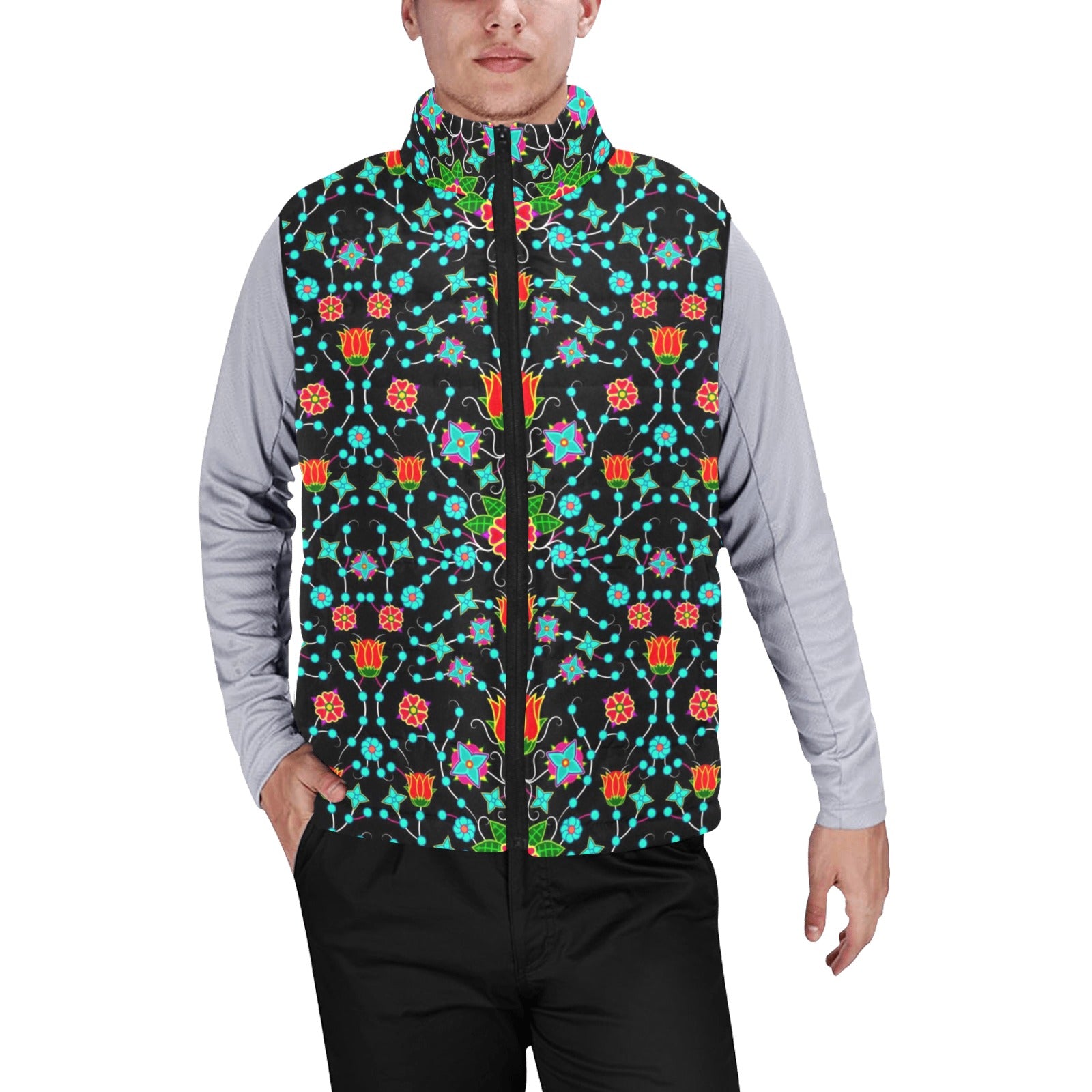 Floral Damask Upgrade Men's Padded Vest Jacket