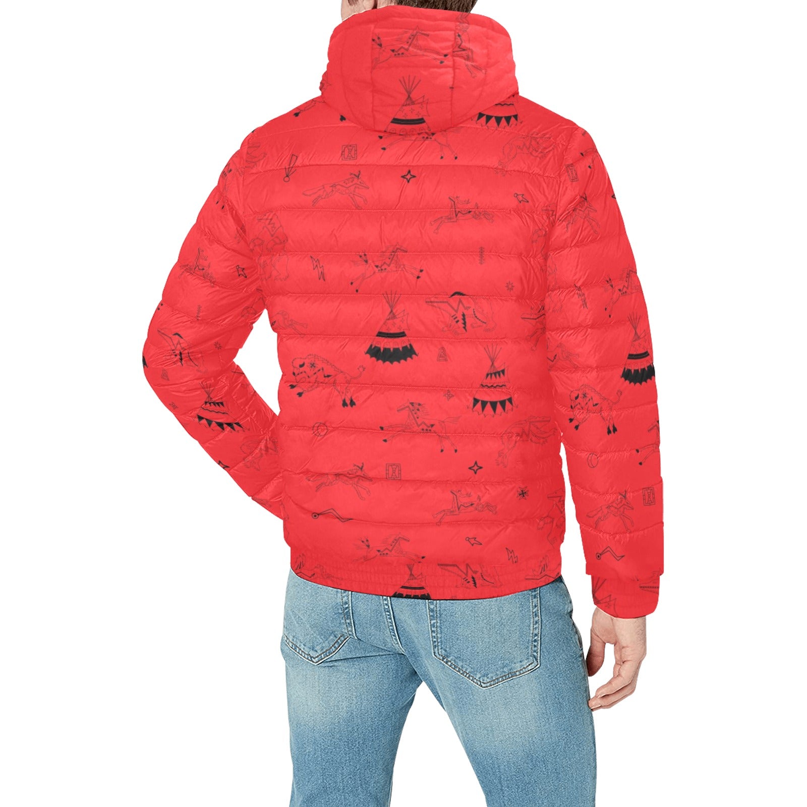 Ledger Dabbles Red Men's Padded Hooded Jacket