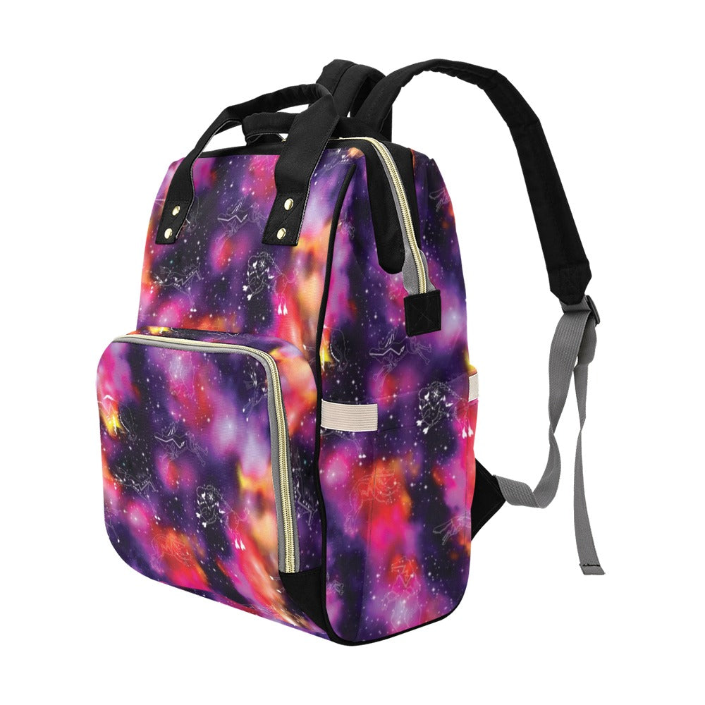 Animal Ancestors 9 Cosmic Swirl Purple and Red Multi-Function Diaper Backpack/Diaper Bag