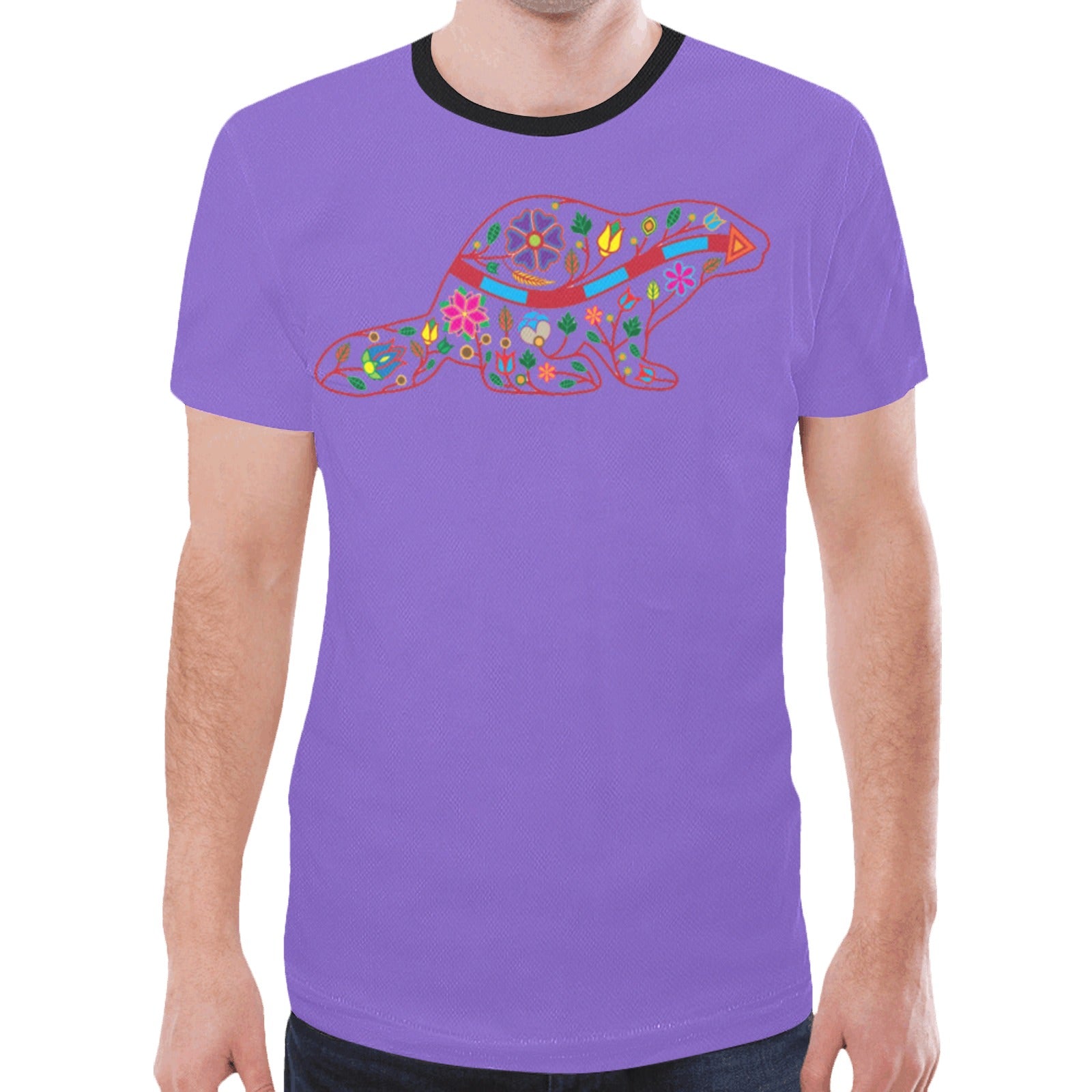 Floral Beaver Spirit Guide (Purple) T-shirt for Men