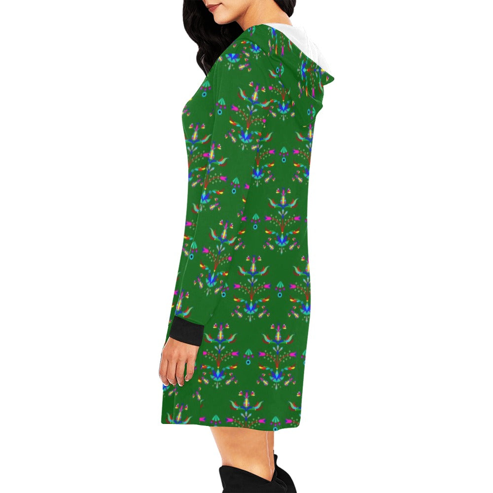 Dakota Damask Green Hoodie Dress