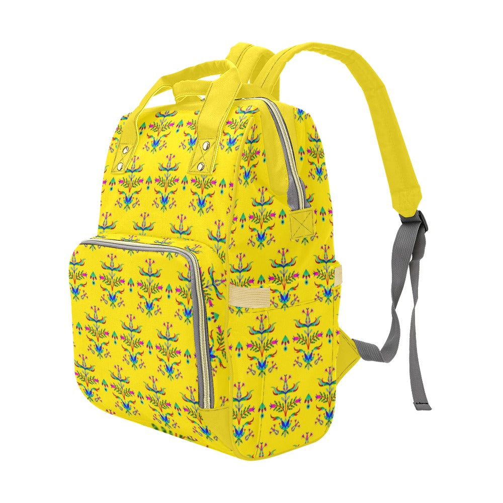 Dakota Damask Yellow Multi-Function Diaper Backpack/Diaper Bag