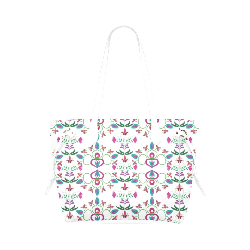 Quilled Divine White Clover Canvas Tote Bag