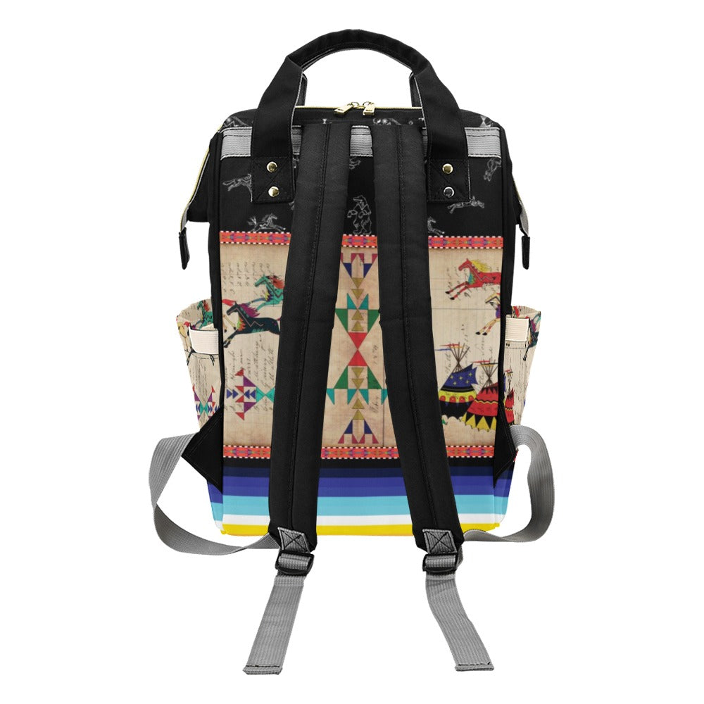 Horses Running Black Sky Multi-Function Diaper Backpack/Diaper Bag