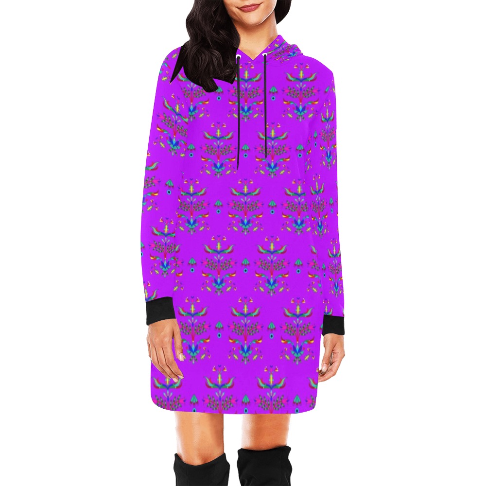 Dakota Damask Purple Hoodie Dress